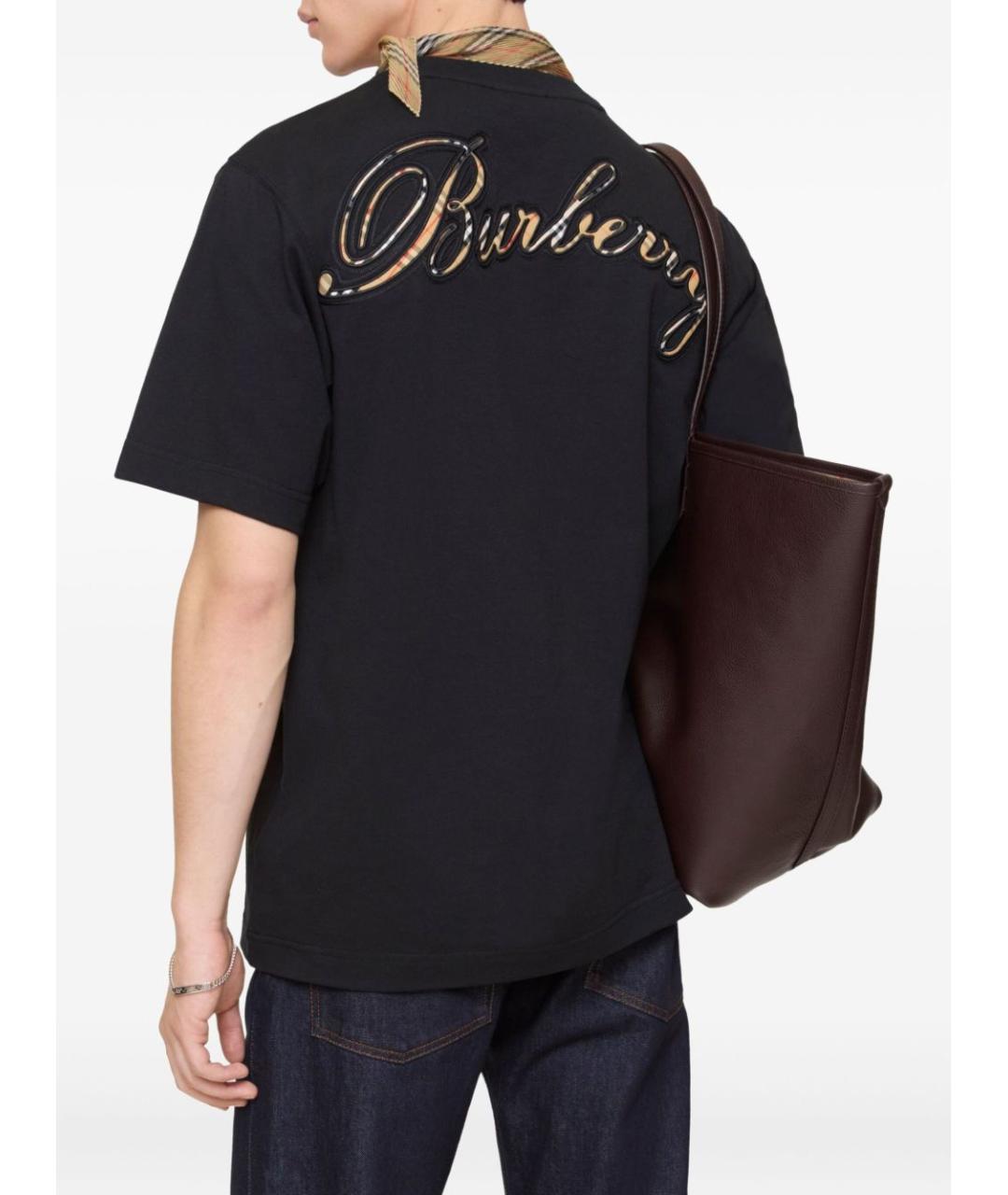 BURBERRY Черная хлопковая футболка, фото 3