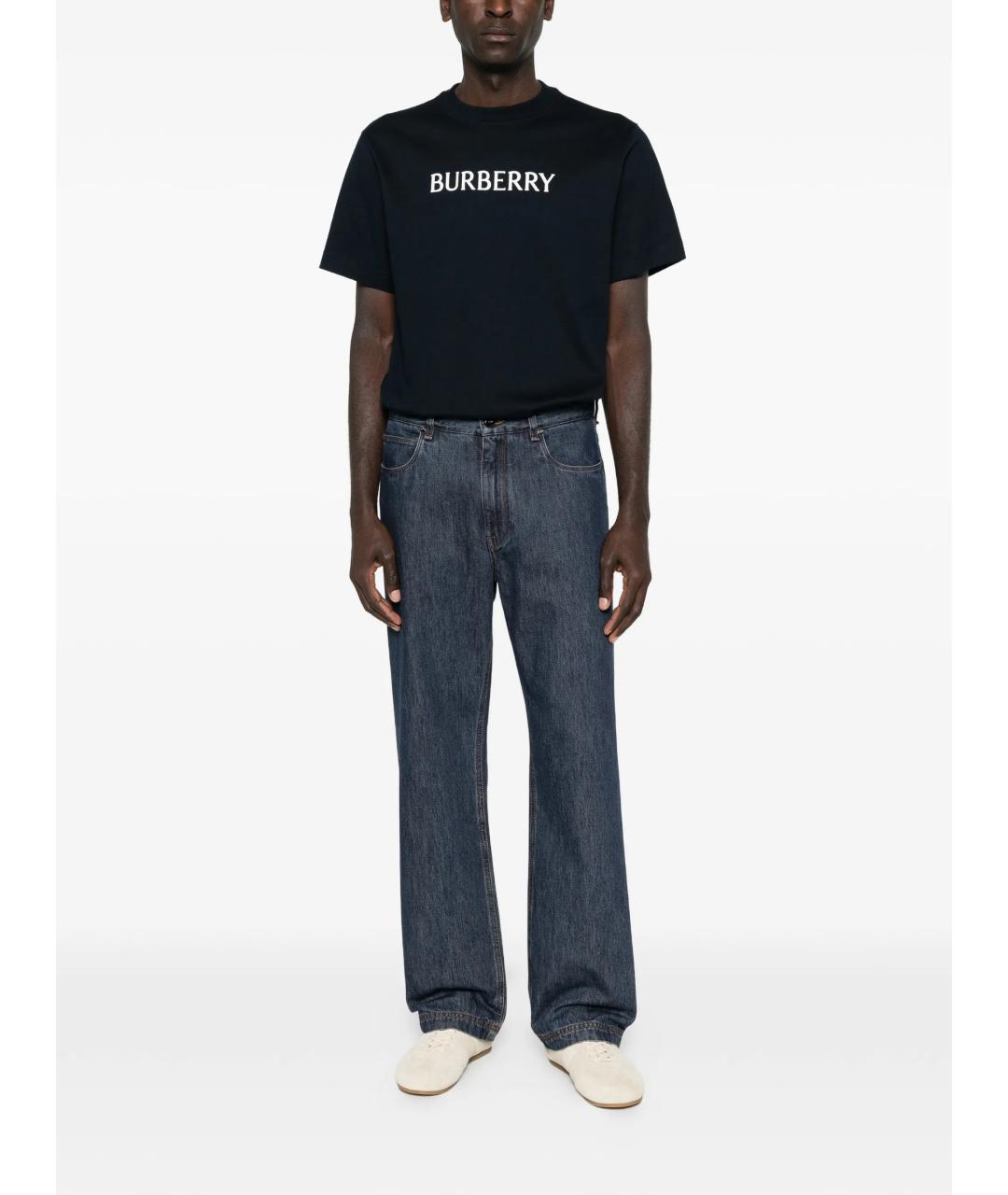 BURBERRY Синяя хлопковая футболка, фото 2