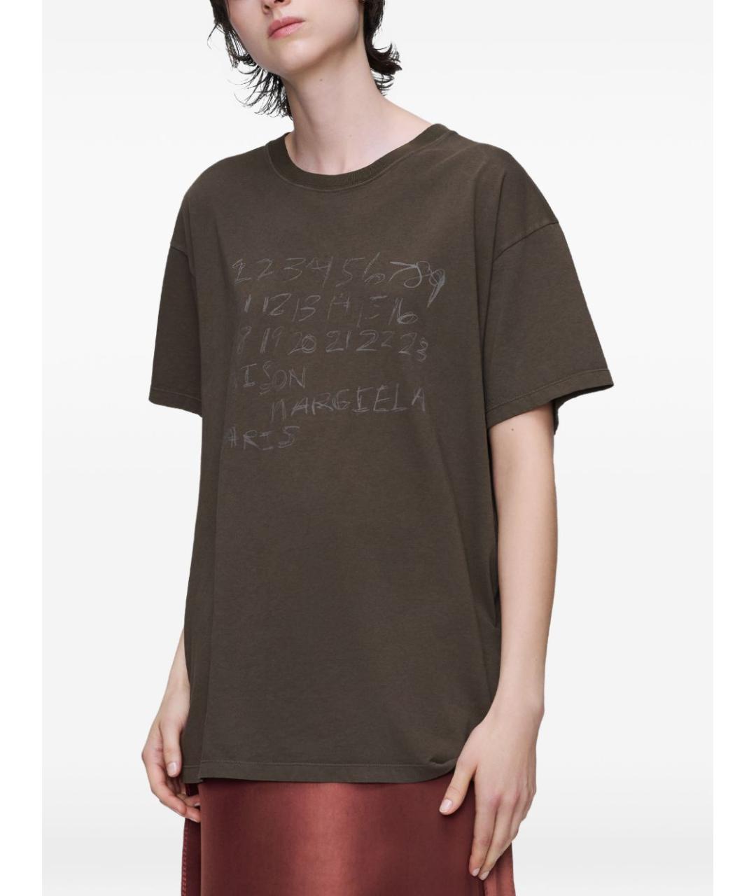 MAISON MARGIELA Коричневая хлопковая футболка, фото 3