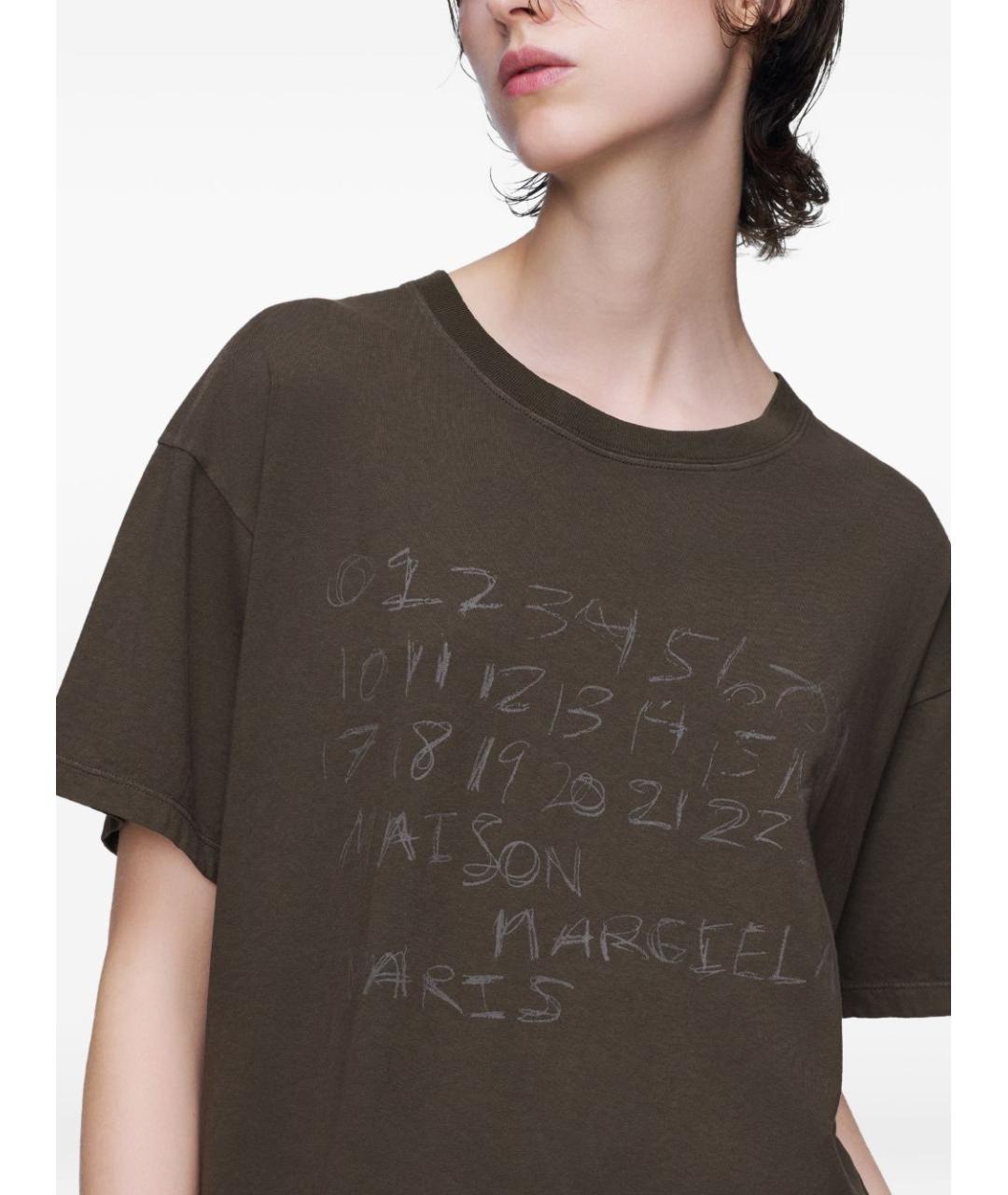 MAISON MARGIELA Коричневая хлопковая футболка, фото 5