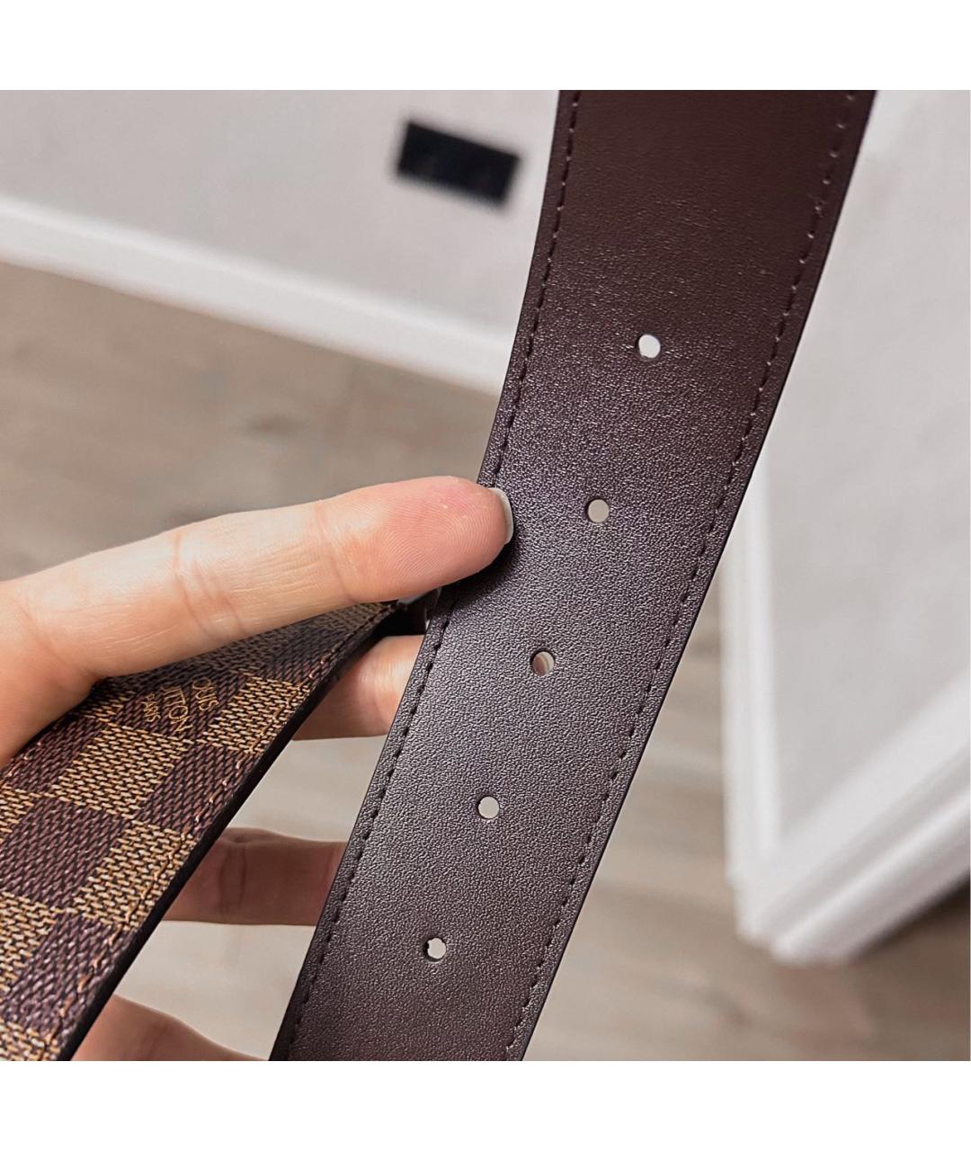 LOUIS VUITTON Коричневый кожаный ремень, фото 3