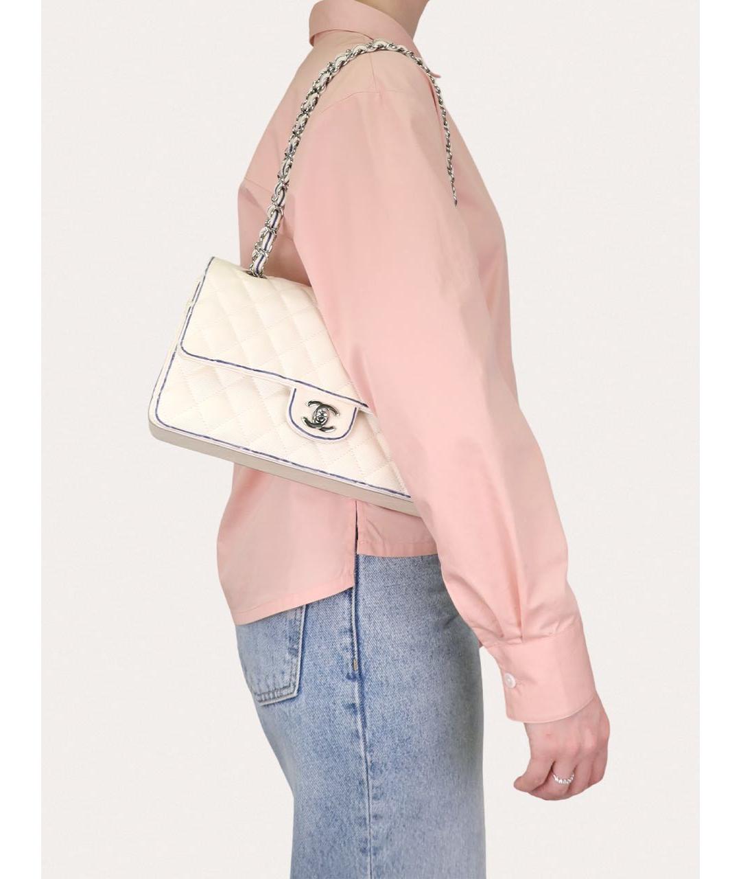 CHANEL Белая тканевая сумка через плечо, фото 2