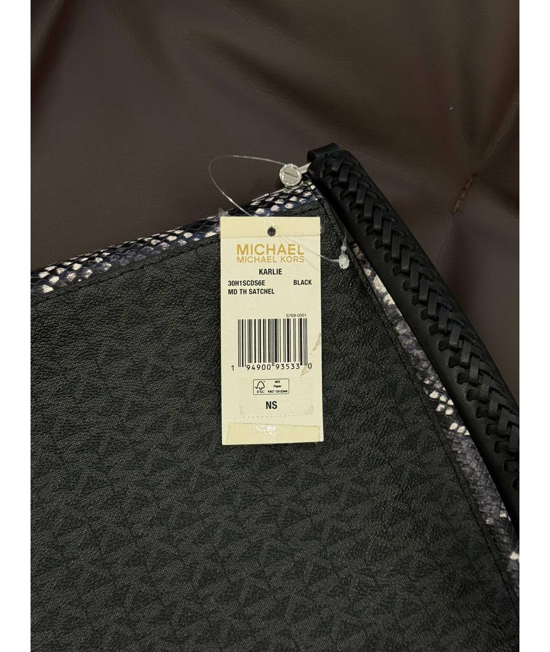 MICHAEL KORS Черная сумка с короткими ручками из искусственной кожи, фото 7