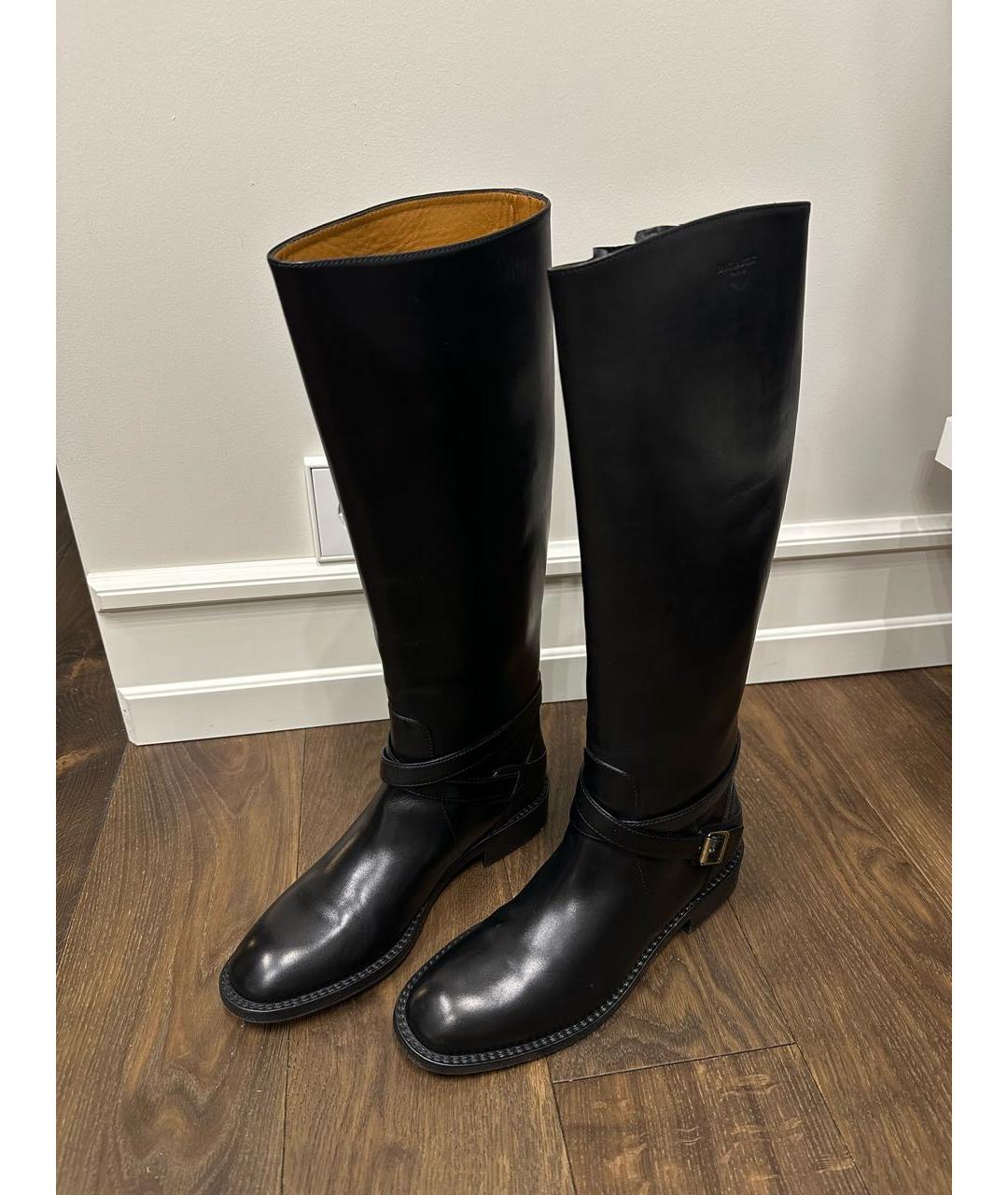 SAINT LAURENT Черные кожаные сапоги, фото 3