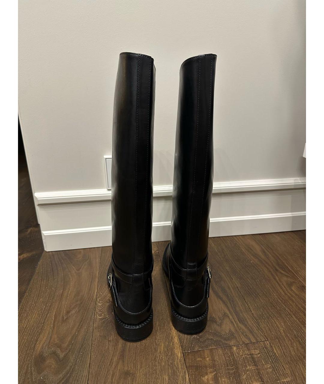SAINT LAURENT Черные кожаные сапоги, фото 4