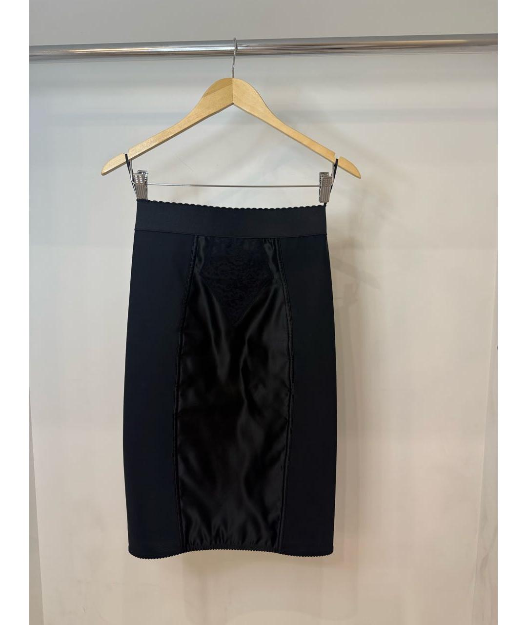 DOLCE&GABBANA Черная креповая юбка миди, фото 3