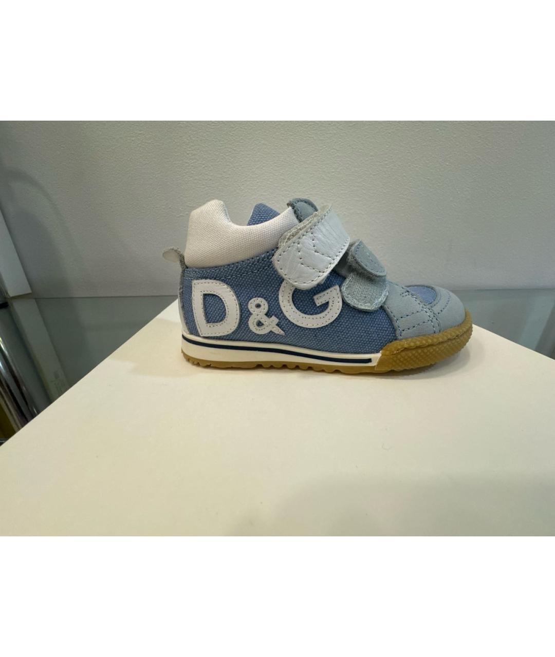 DOLCE & GABBANA KIDS Голубые текстильные ботинки, фото 5
