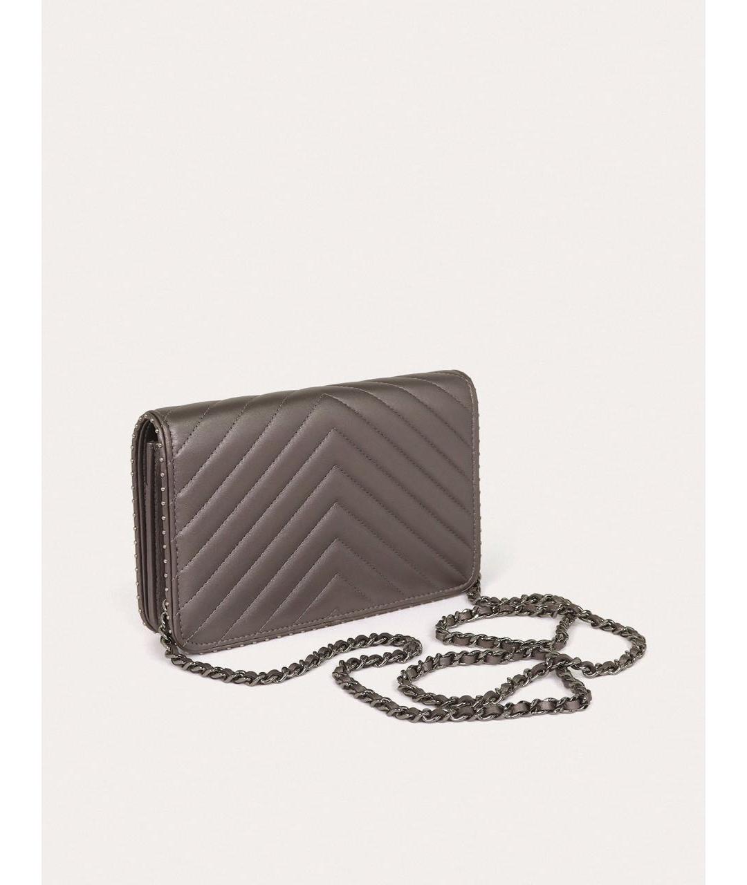 CHANEL Серая кожаная сумка через плечо, фото 5