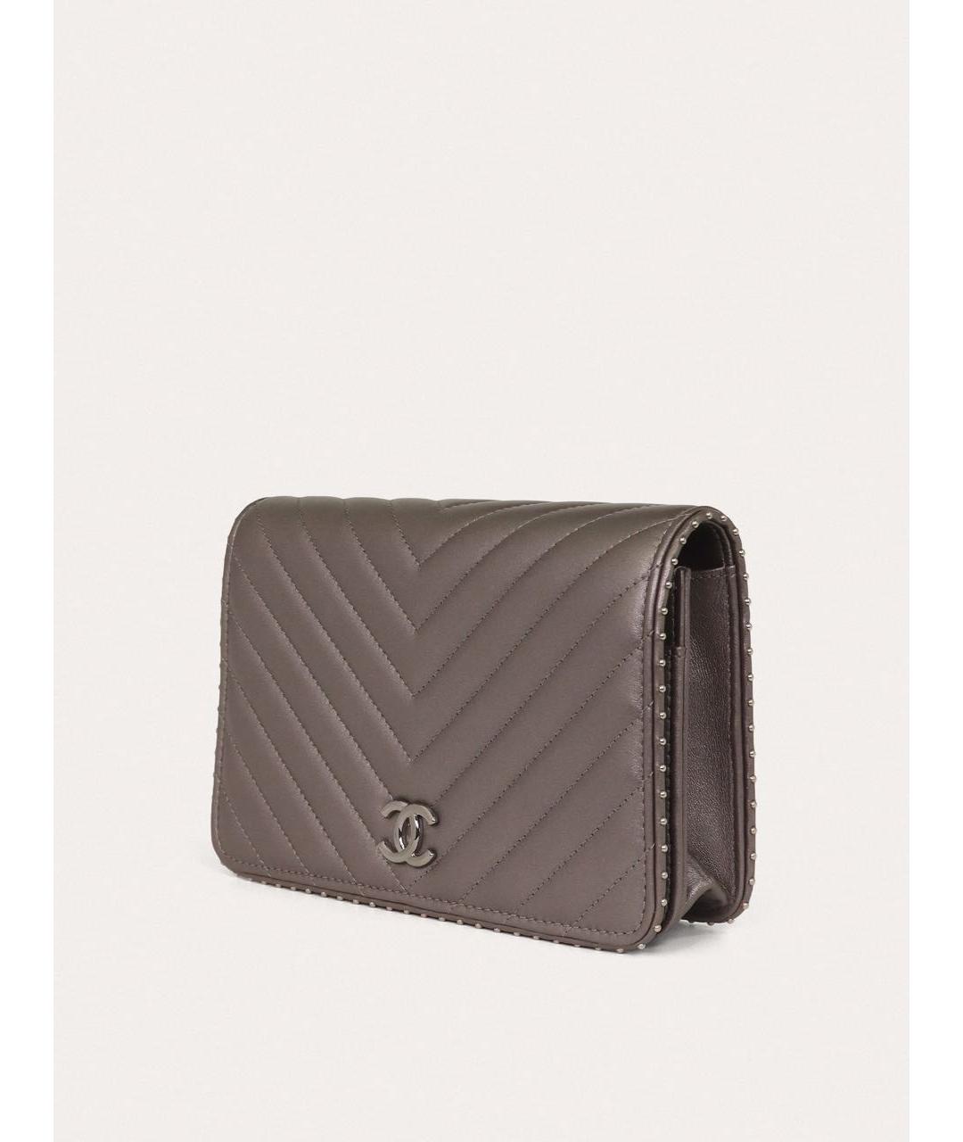 CHANEL Серая кожаная сумка через плечо, фото 2