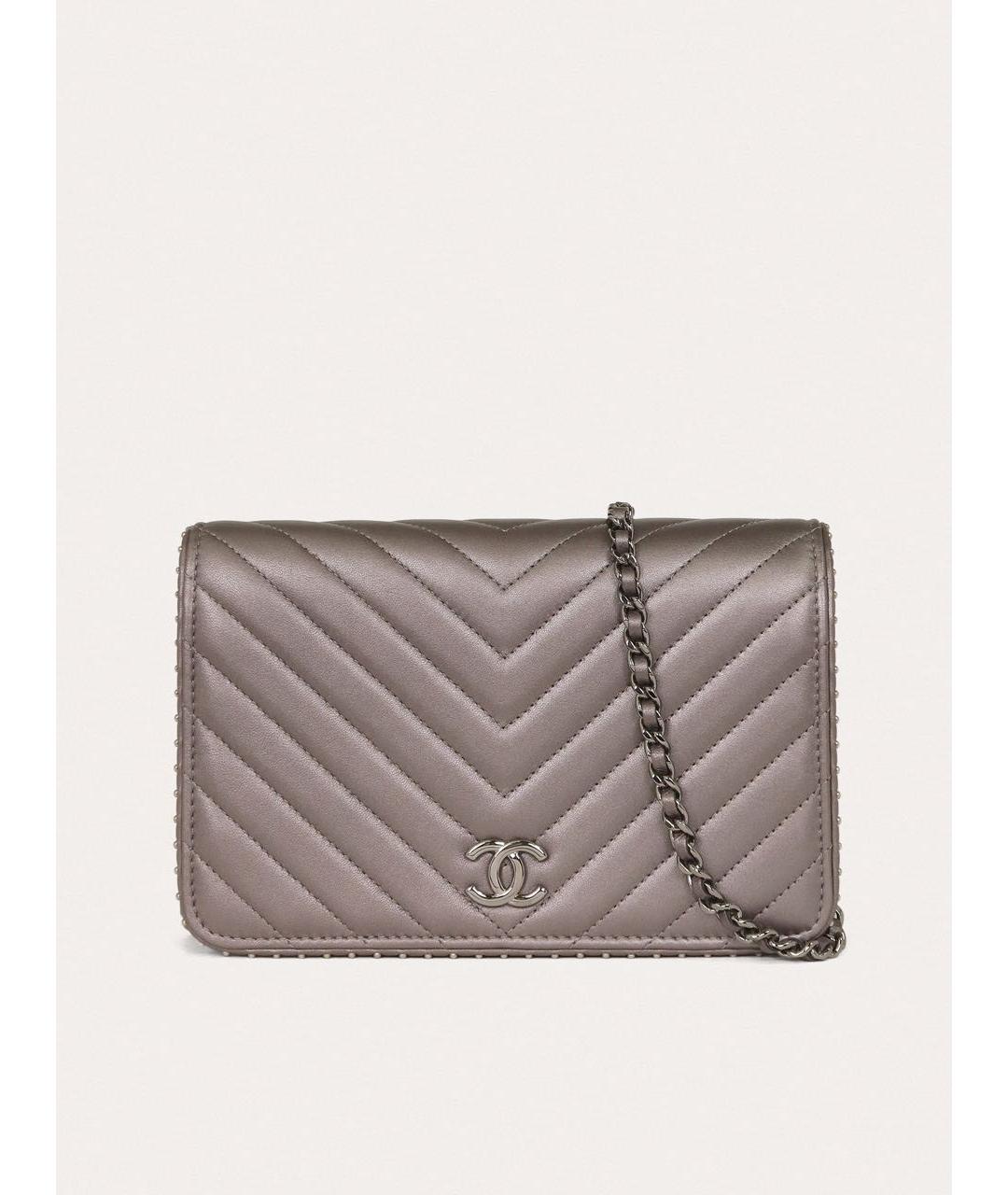 CHANEL Серая кожаная сумка через плечо, фото 6