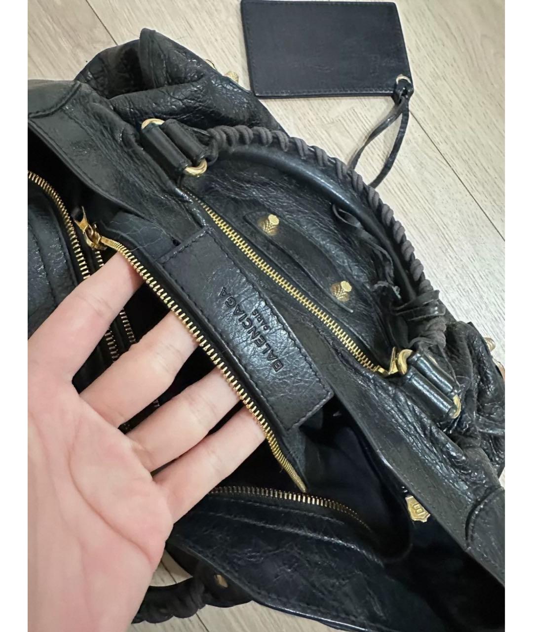 BALENCIAGA Черная кожаная сумка с короткими ручками, фото 6