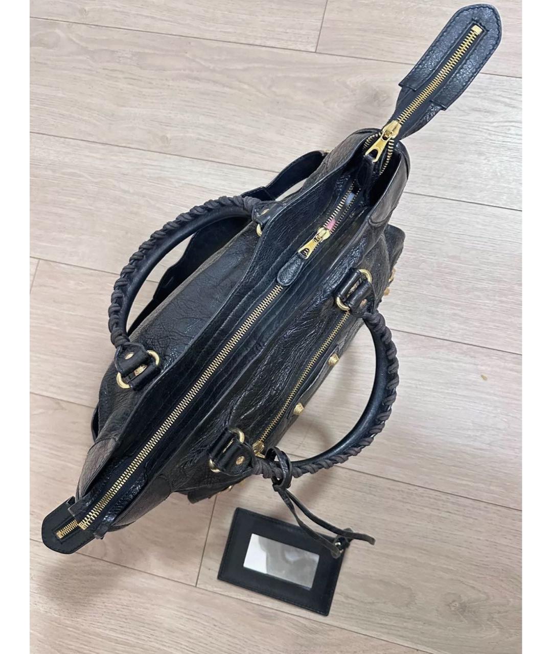 BALENCIAGA Черная кожаная сумка с короткими ручками, фото 5