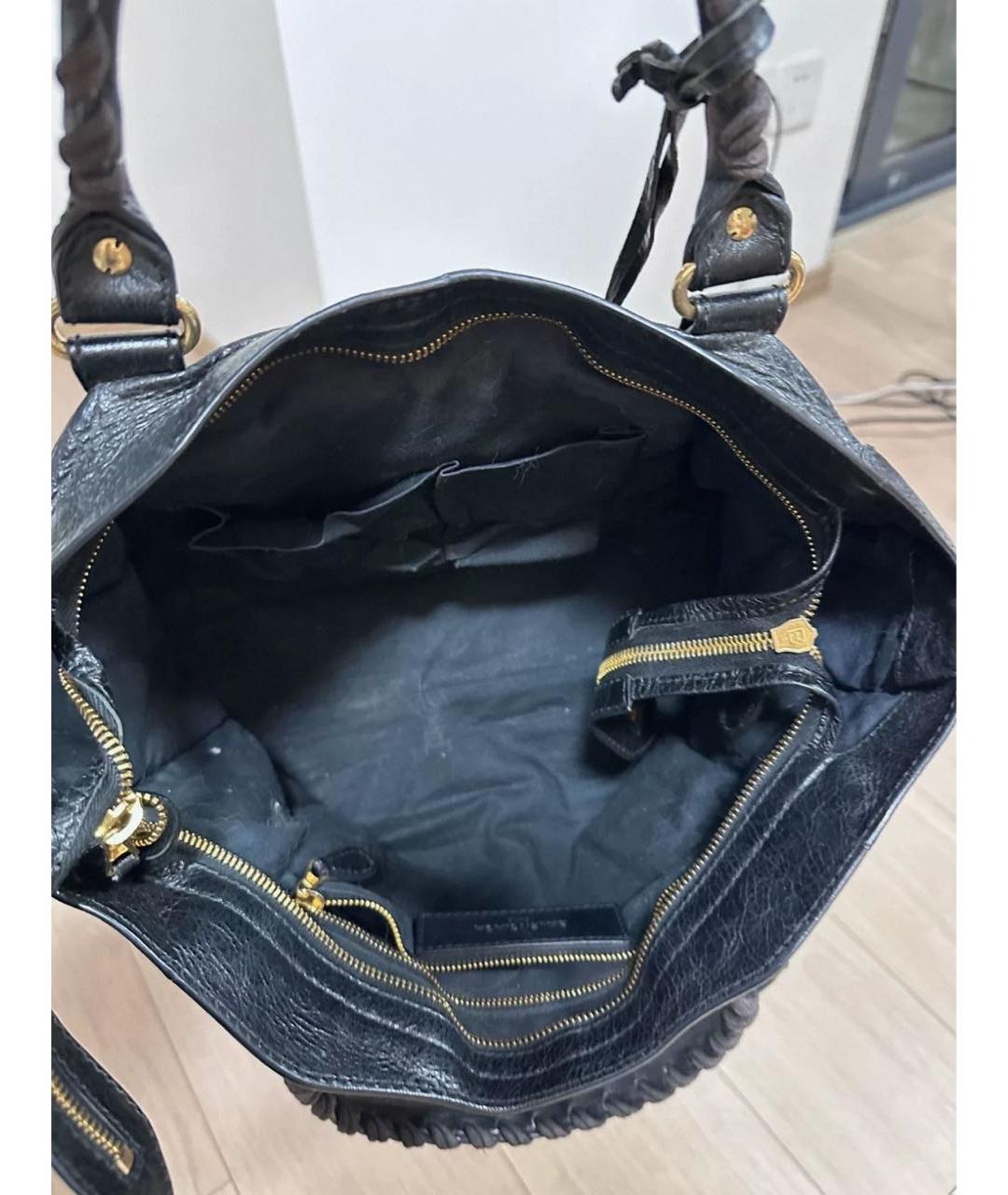 BALENCIAGA Черная кожаная сумка с короткими ручками, фото 4