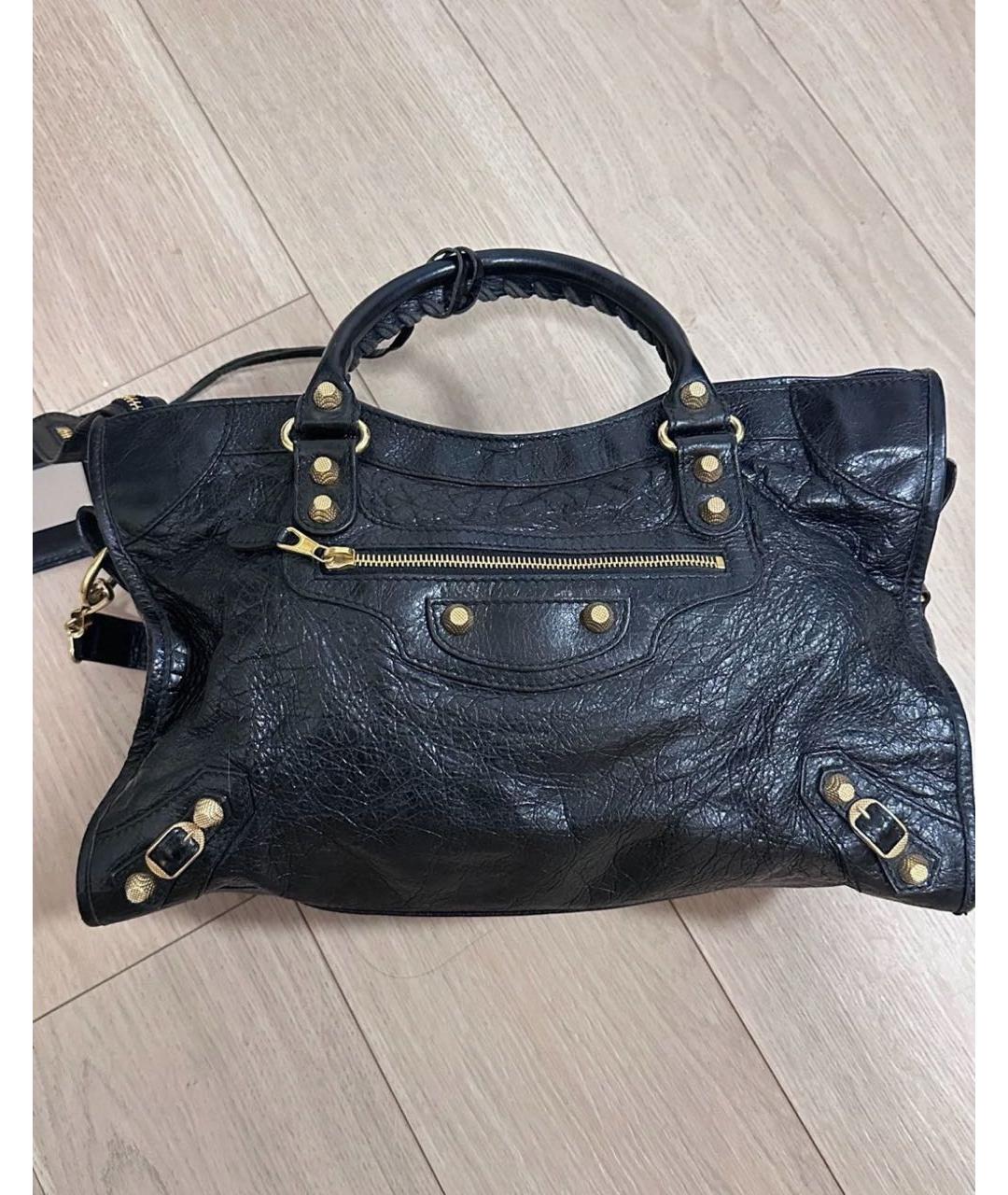 BALENCIAGA Черная кожаная сумка с короткими ручками, фото 2