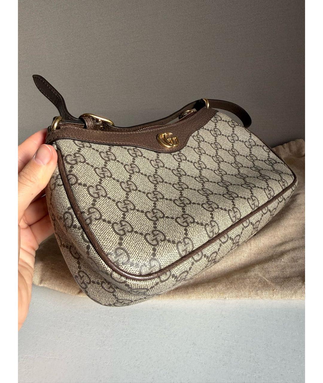 GUCCI Бежевая кожаная сумка через плечо, фото 7