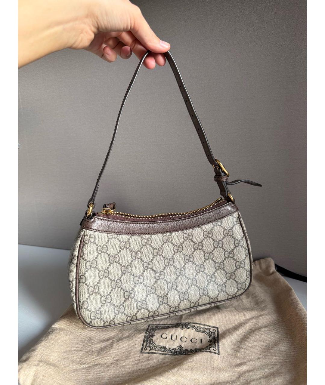 GUCCI Бежевая кожаная сумка через плечо, фото 3