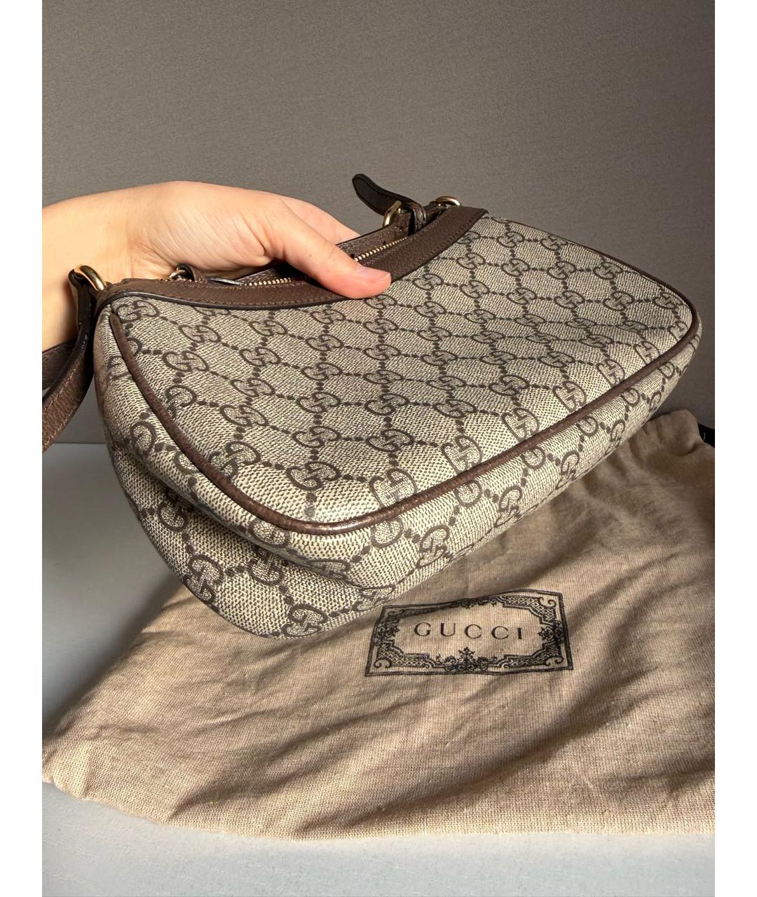 GUCCI Бежевая кожаная сумка через плечо, фото 8