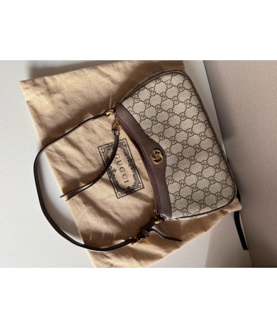 GUCCI Бежевая кожаная сумка через плечо, фото 5