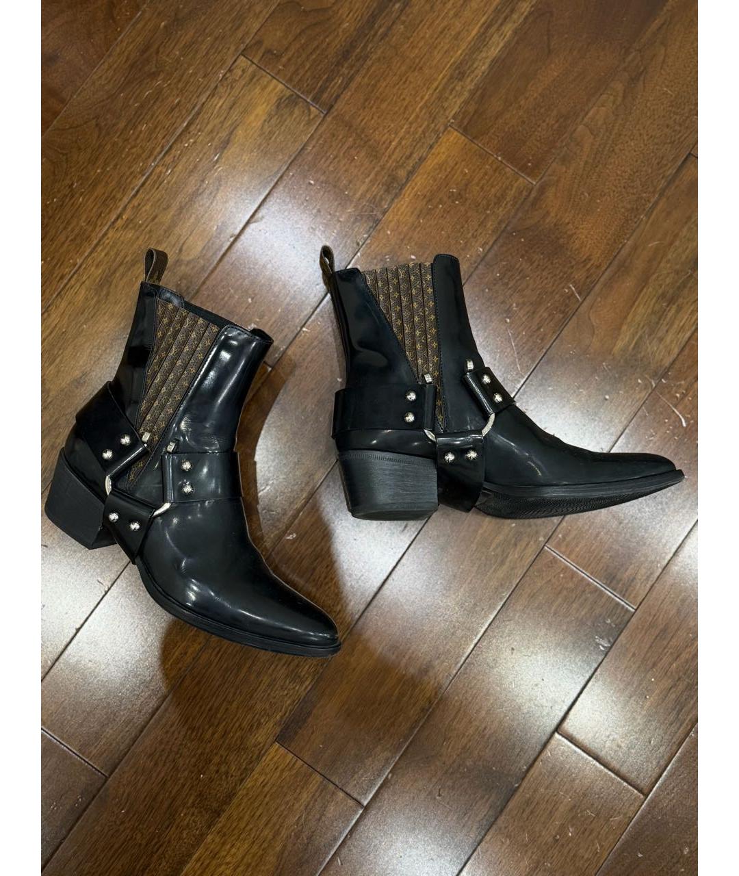 LOUIS VUITTON Черные полусапоги из лакированной кожи, фото 4