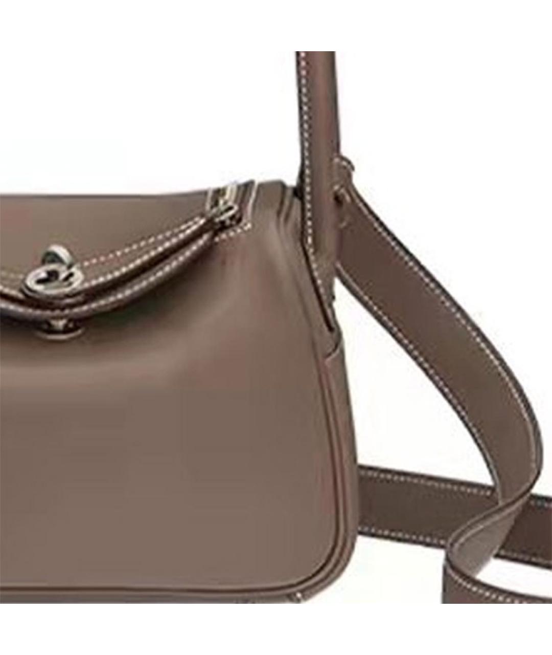 HERMES Серая кожаная сумка тоут, фото 4