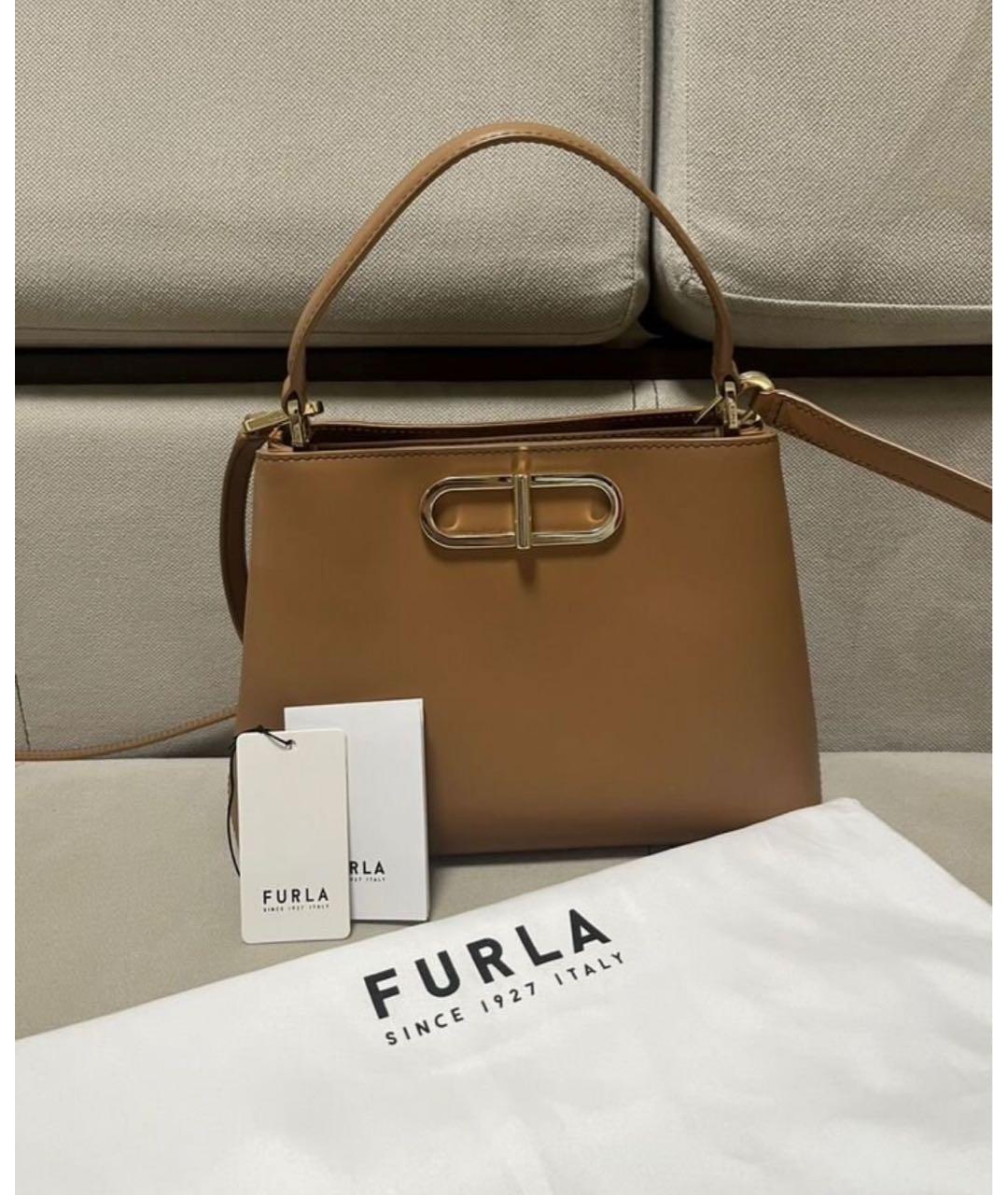 FURLA Коричневая кожаная сумка через плечо, фото 2