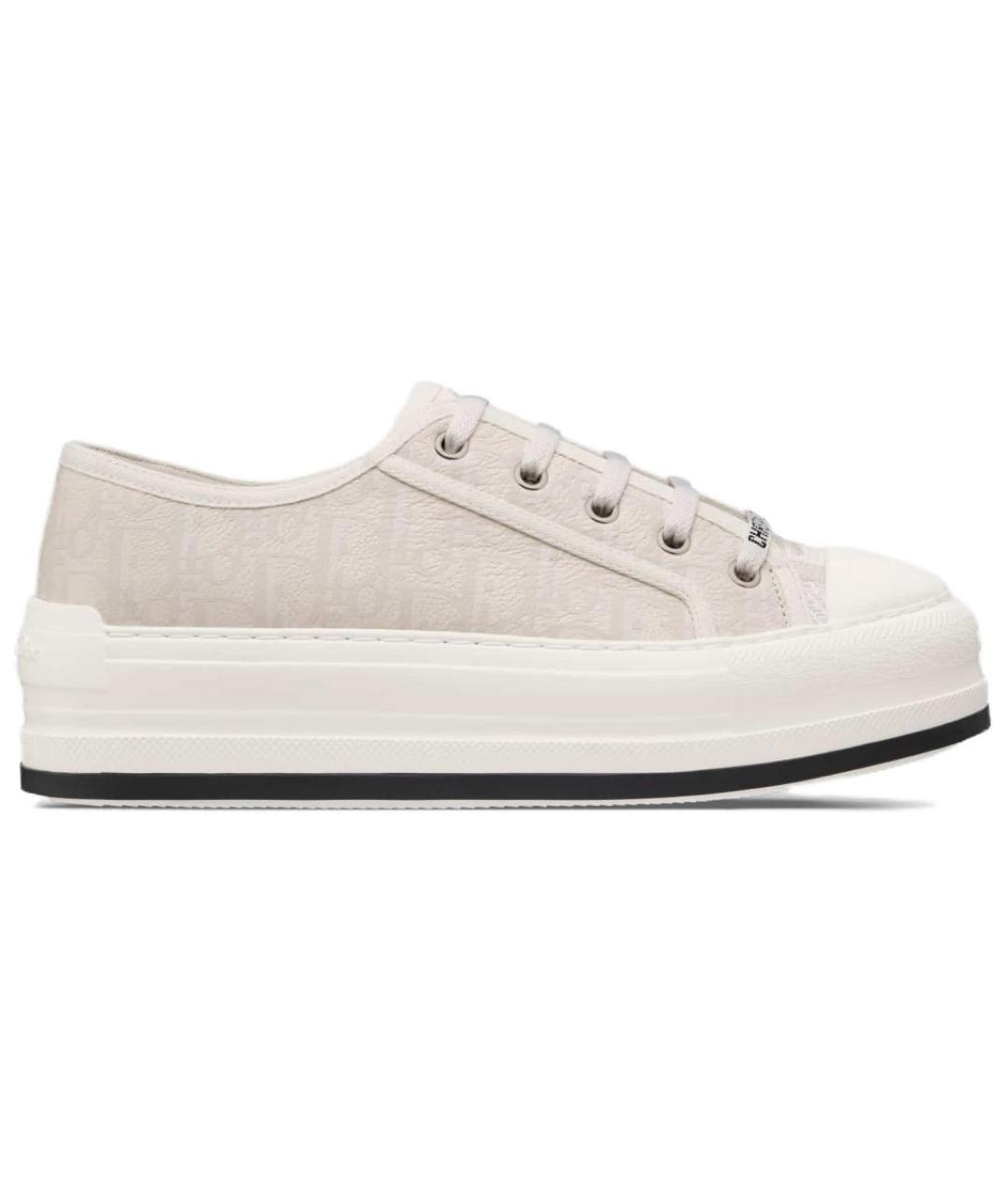 CHRISTIAN DIOR Бежевые кожаные кроссовки, фото 1