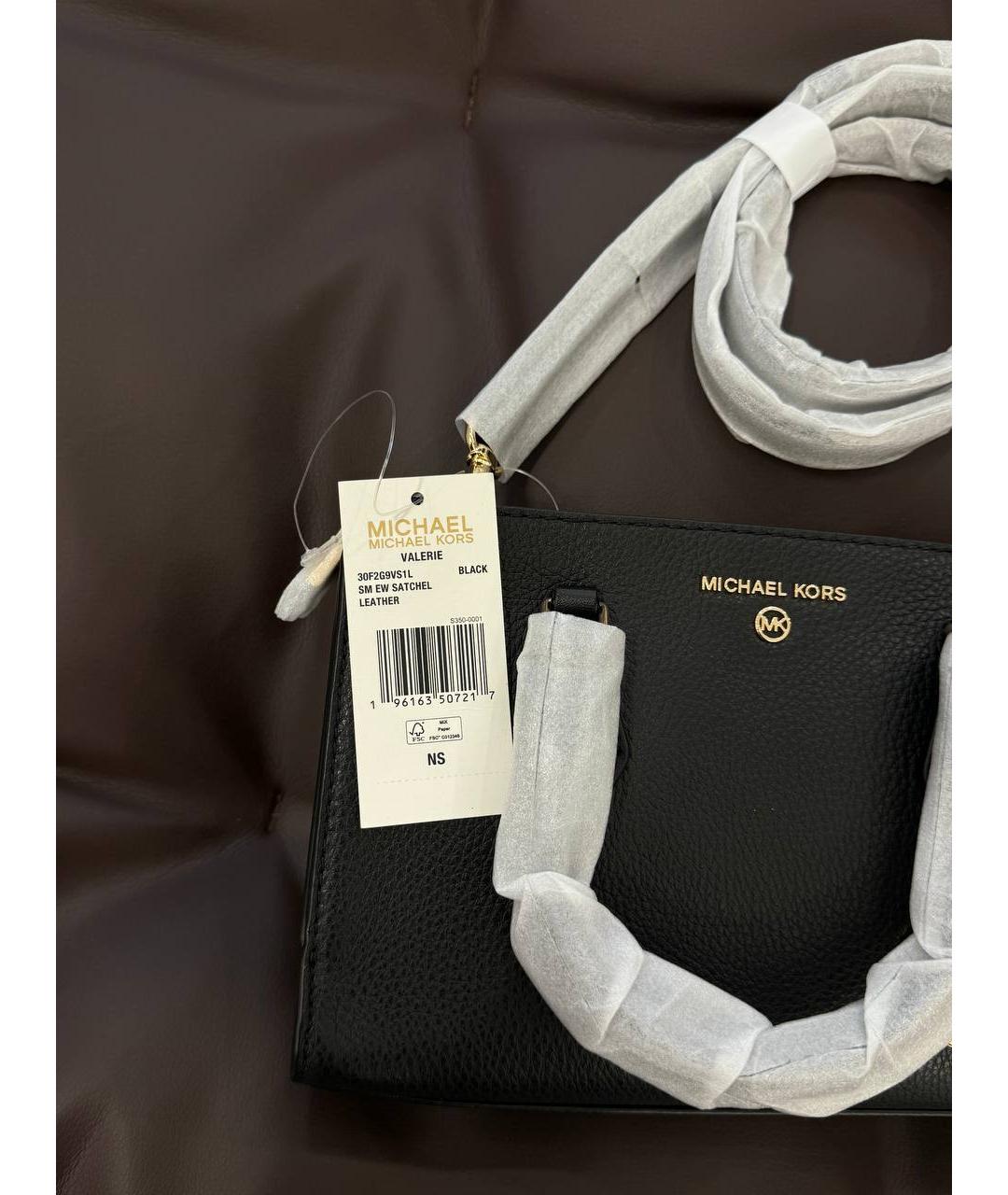 MICHAEL KORS Черная кожаная сумка тоут, фото 6