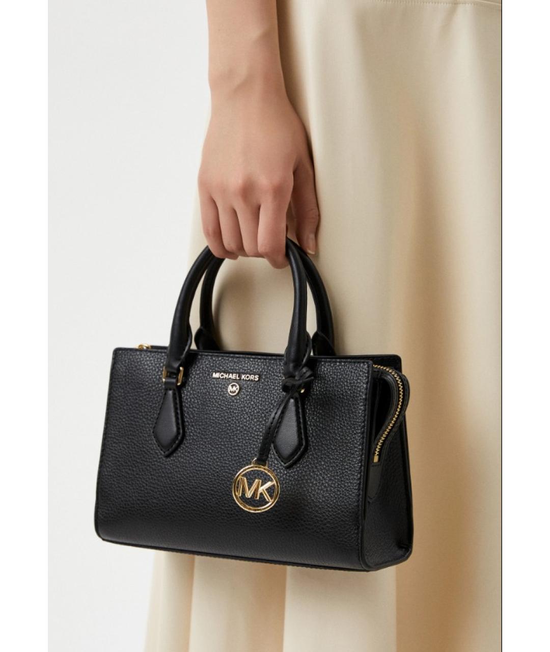 MICHAEL KORS Черная кожаная сумка тоут, фото 4