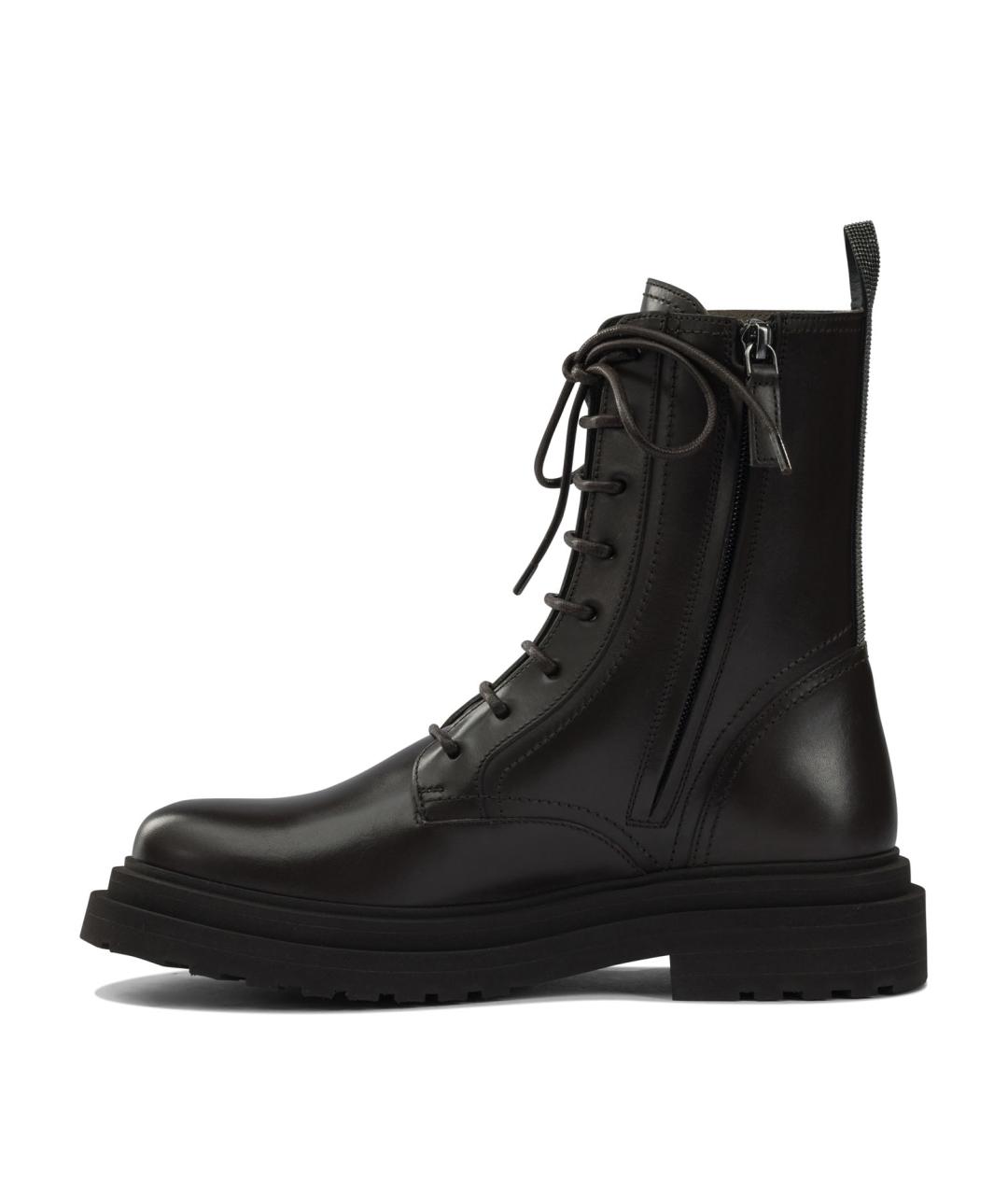 BRUNELLO CUCINELLI Коричневые кожаные ботинки, фото 3