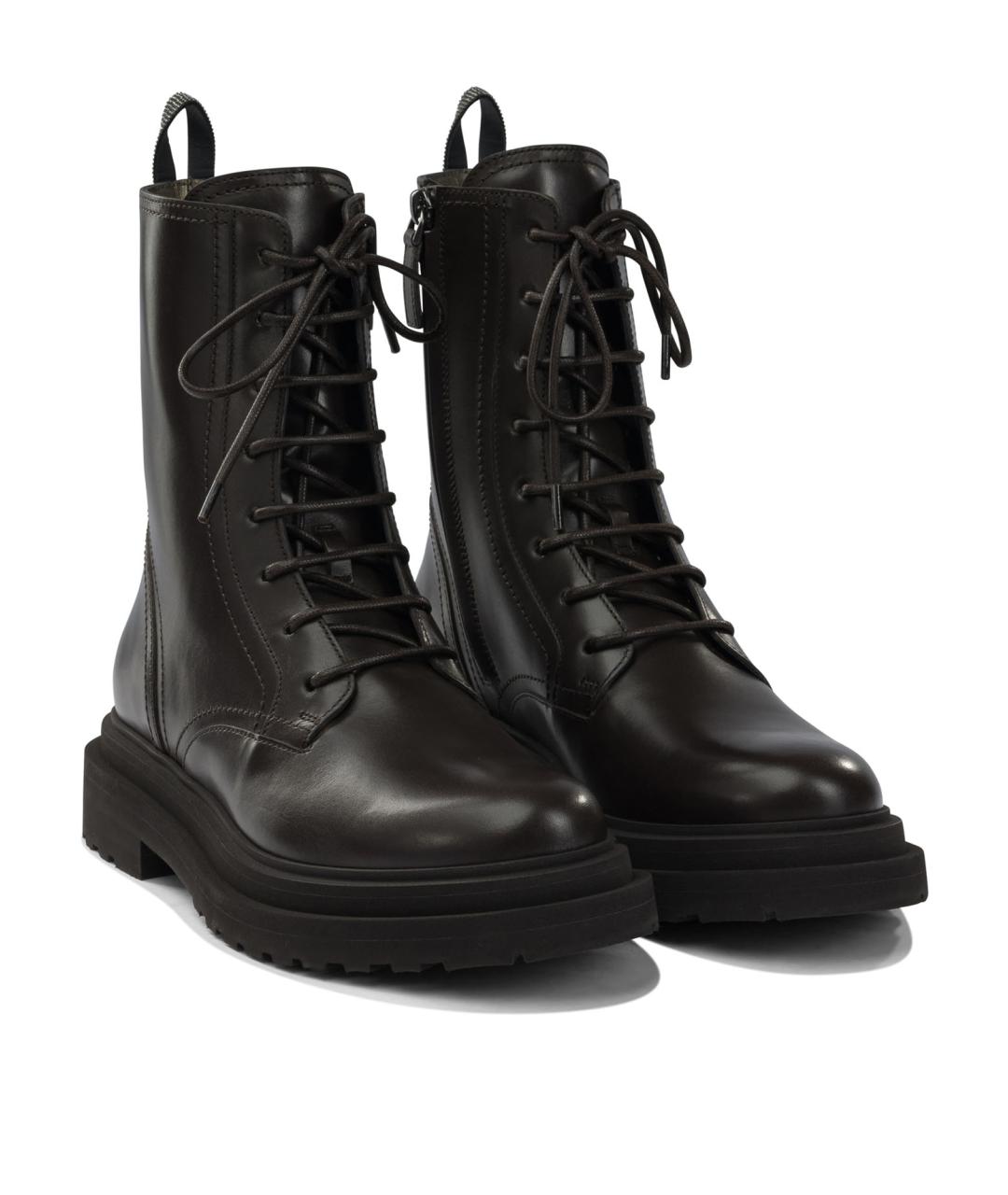 BRUNELLO CUCINELLI Коричневые кожаные ботинки, фото 2