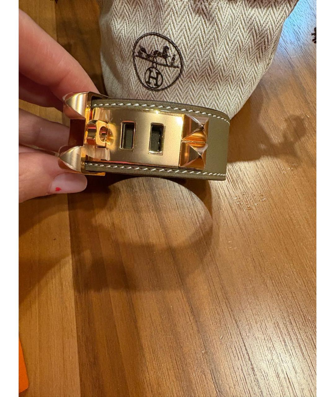 HERMES Серый кожаный браслет, фото 4