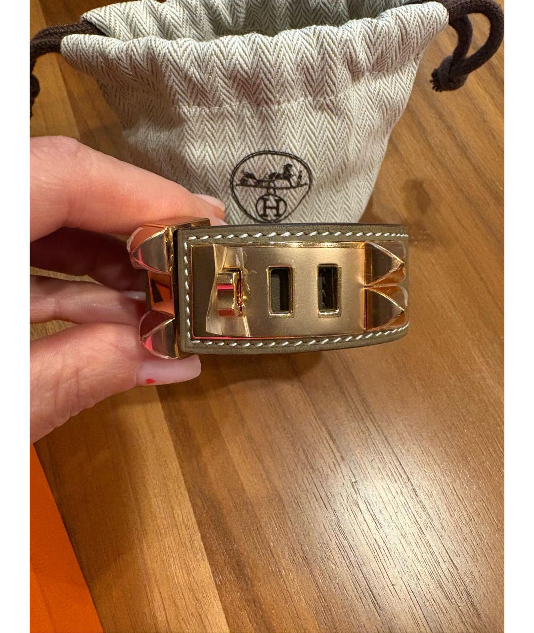 HERMES Серый кожаный браслет, фото 3