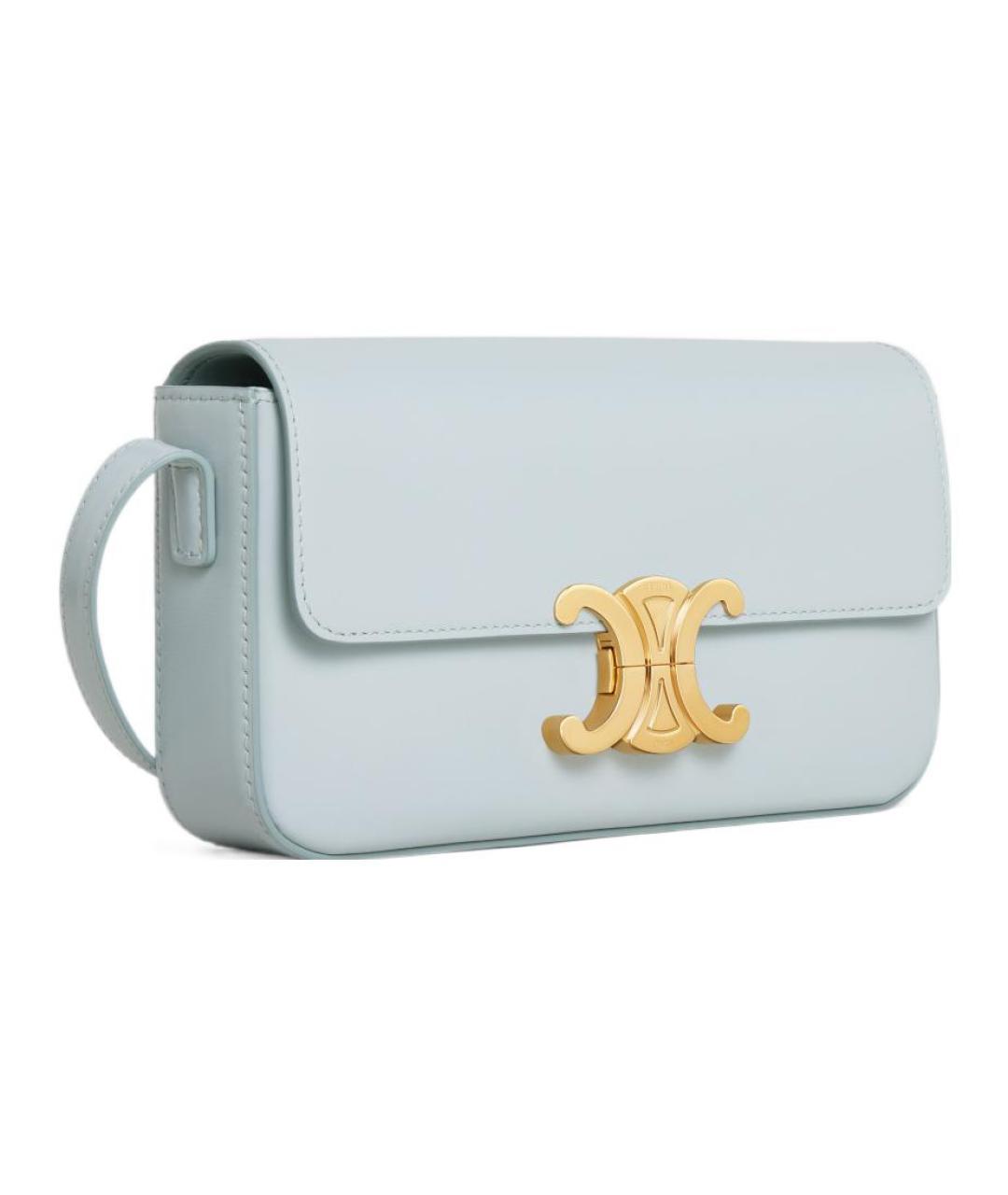 CELINE Голубая кожаная сумка через плечо, фото 2