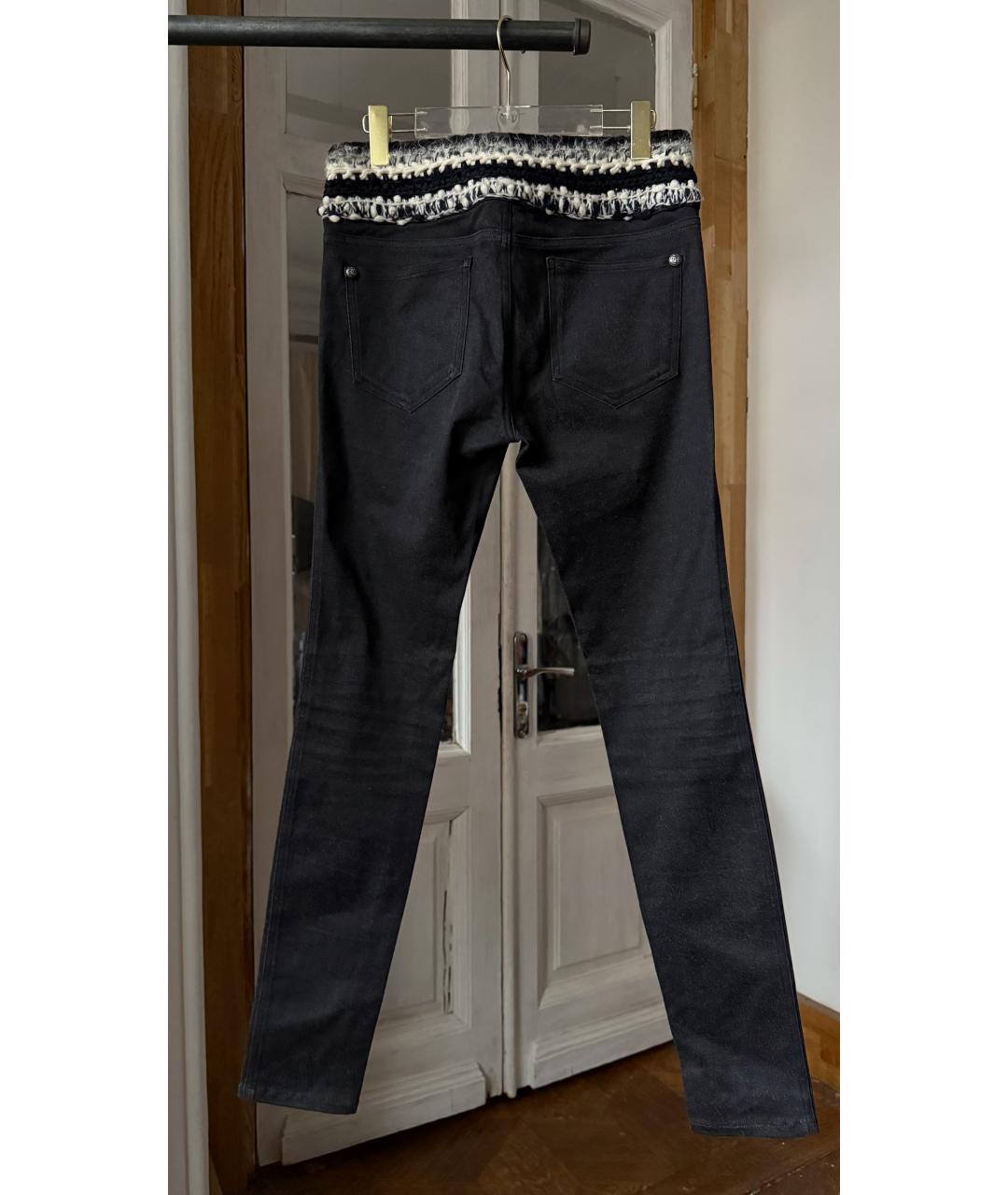 CHANEL Черные хлопковые прямые джинсы, фото 2