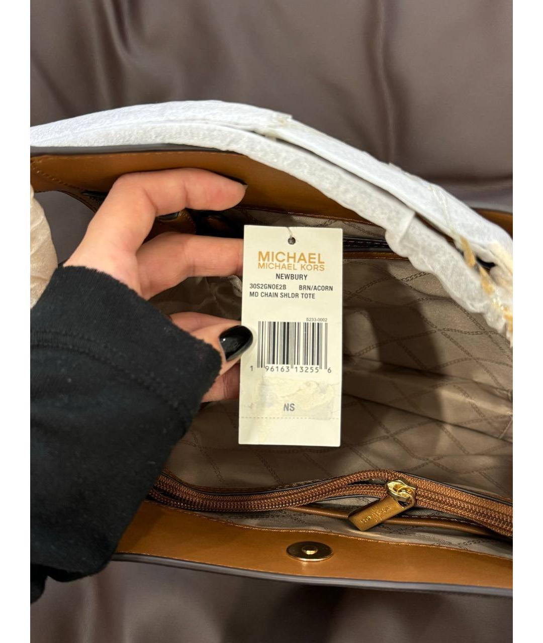 MICHAEL KORS Коричневая кожаная сумка через плечо, фото 6