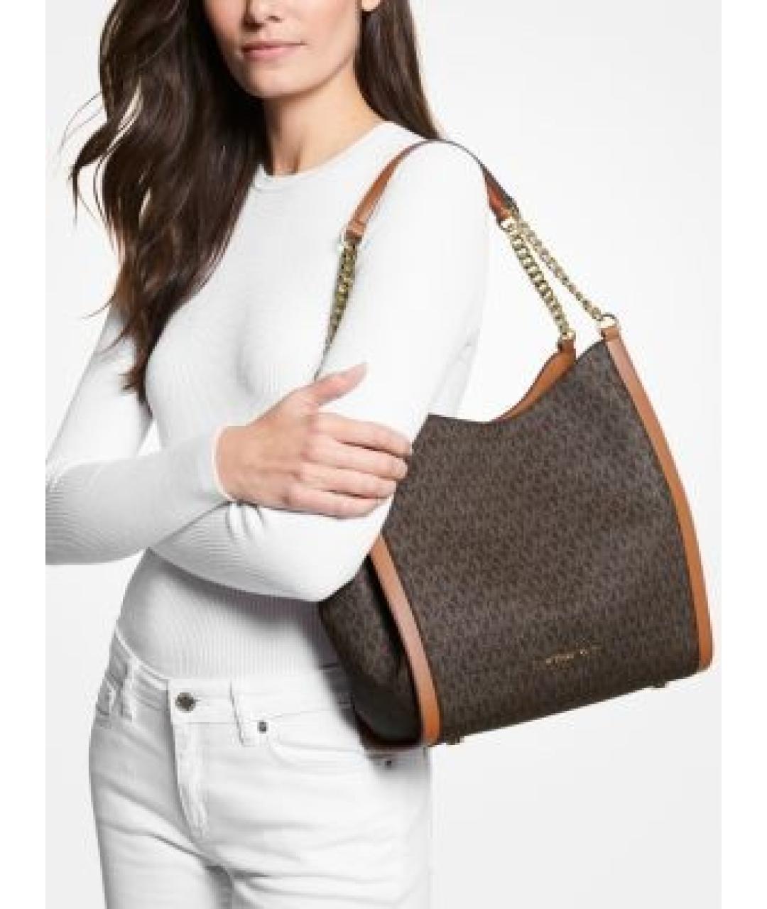 MICHAEL KORS Коричневая кожаная сумка через плечо, фото 7