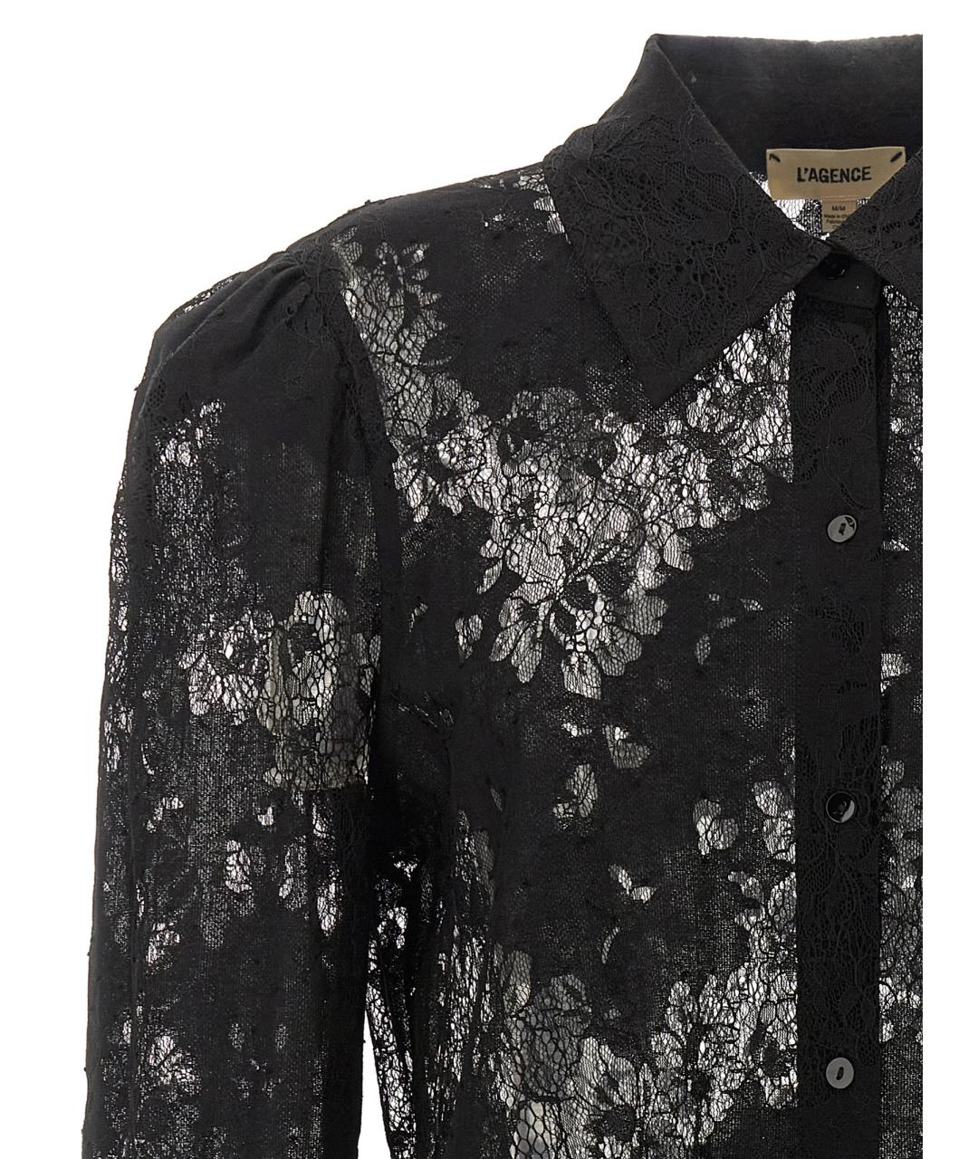 L'AGENCE Черная полиамидовая блузы, фото 3