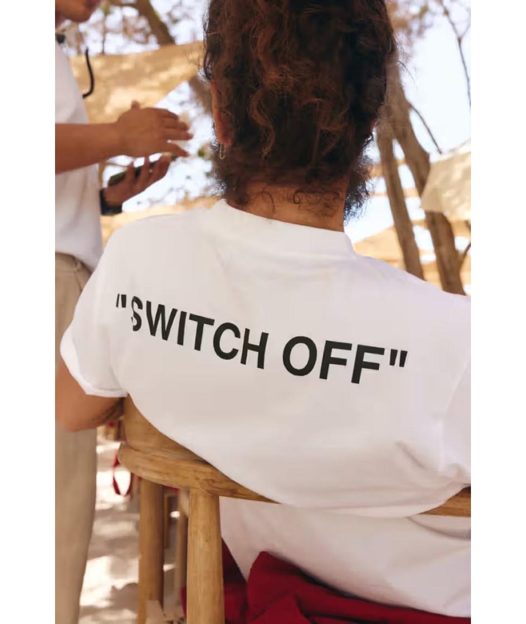 OFF-WHITE Белая хлопковая футболка, фото 8