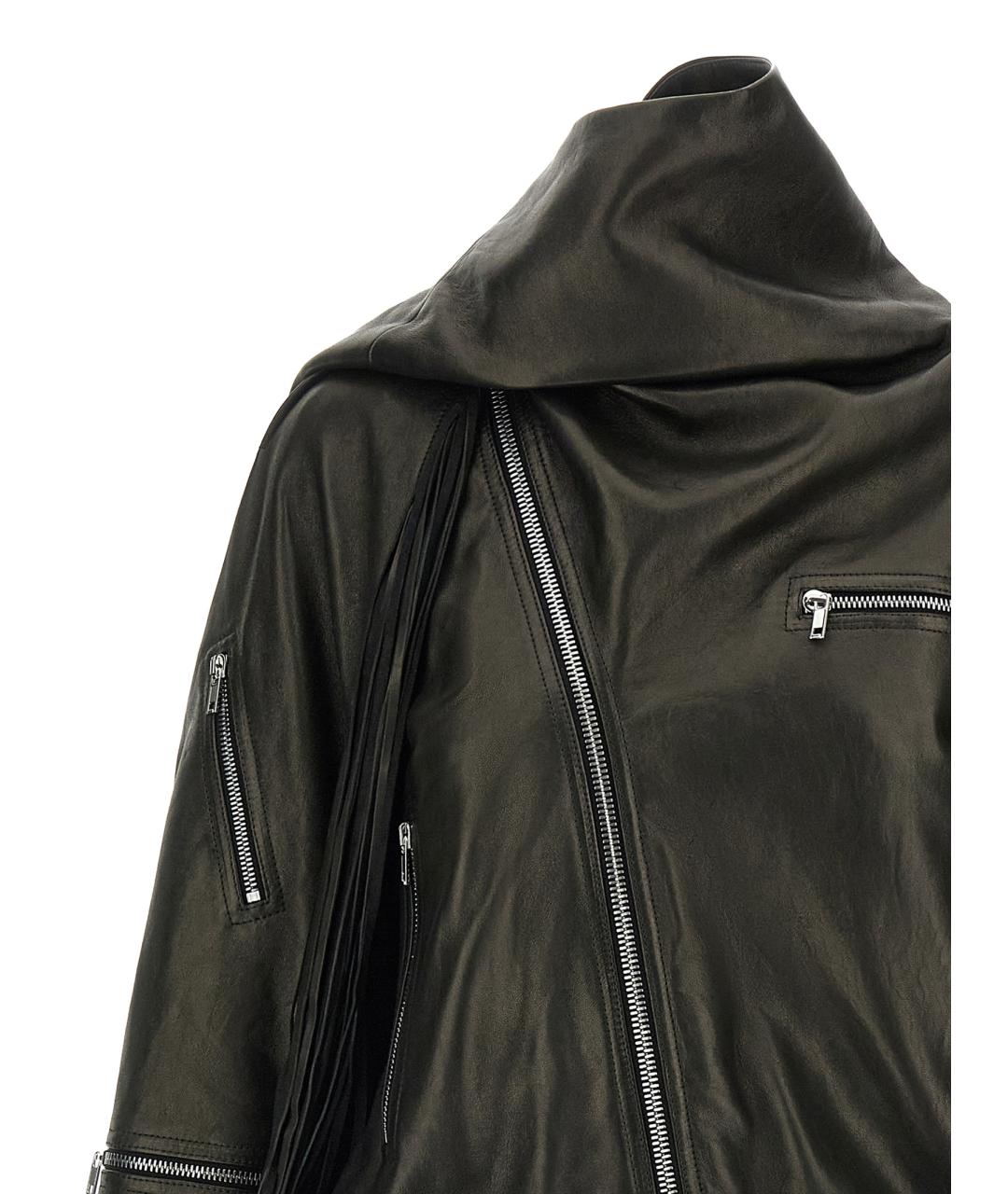 RICK OWENS Черная кожаная куртка, фото 3