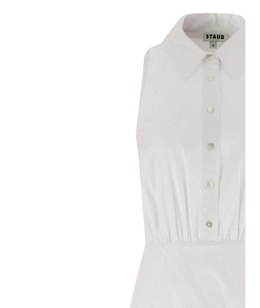 STAUD Белое хлопковое повседневное платье, фото 3
