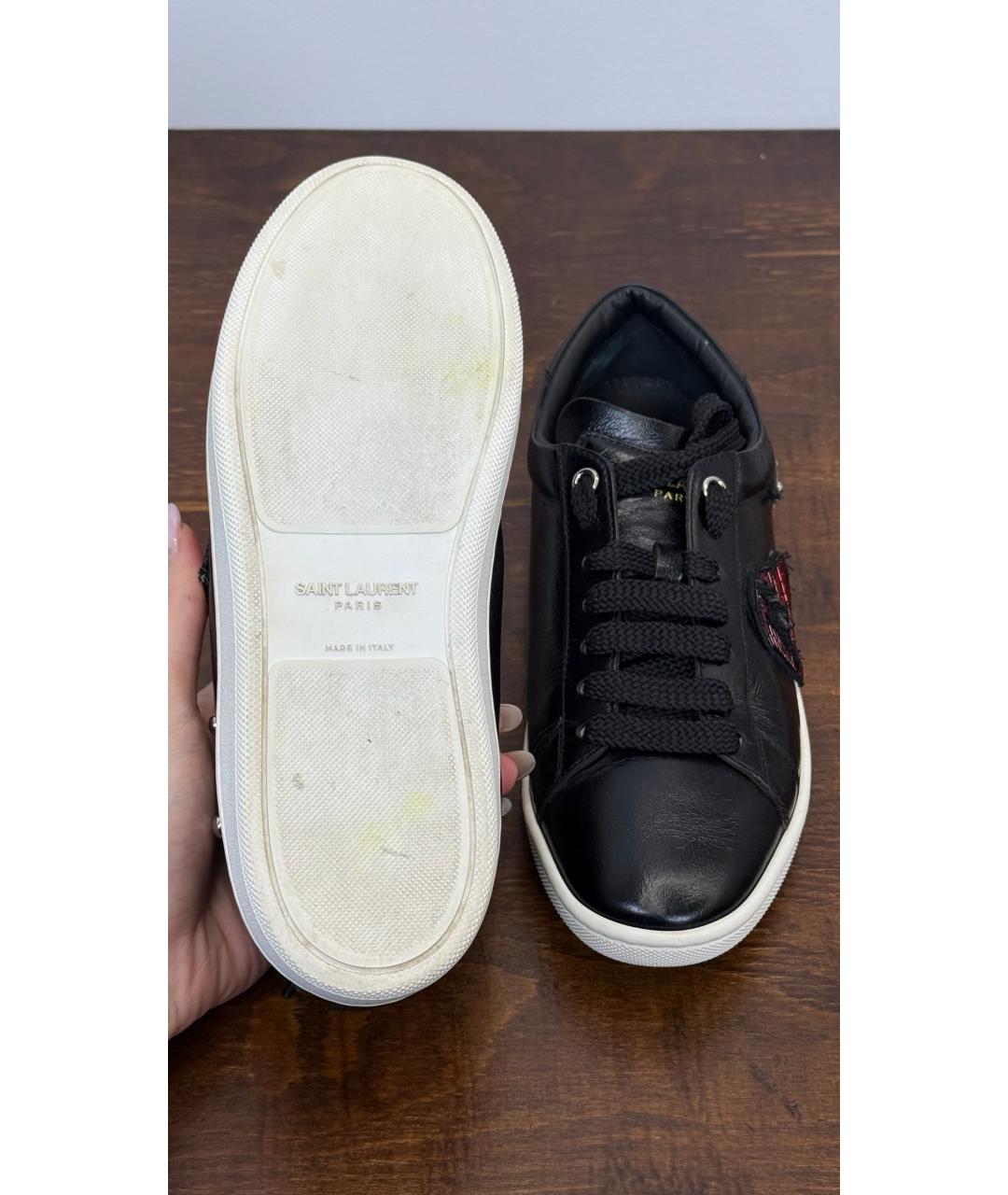 SAINT LAURENT Черные кожаные кеды, фото 5