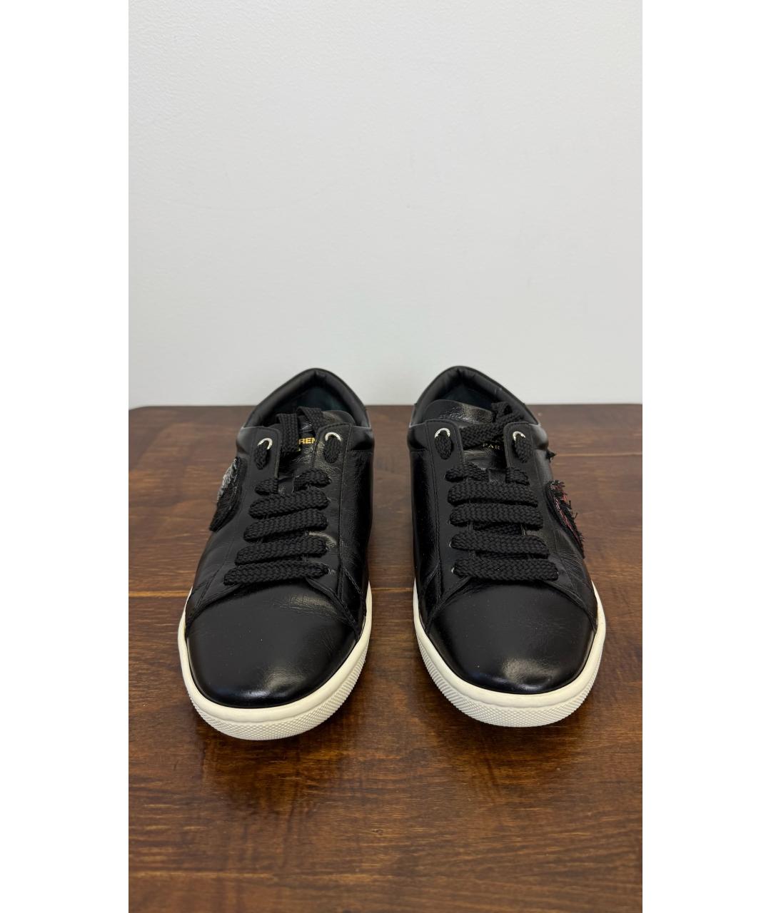 SAINT LAURENT Черные кожаные кеды, фото 2