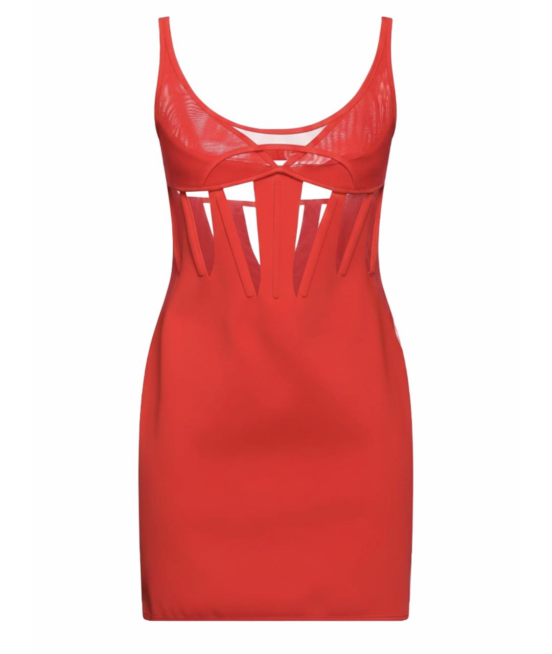 MUGLER Красное полиамидовое коктейльное платье, фото 1