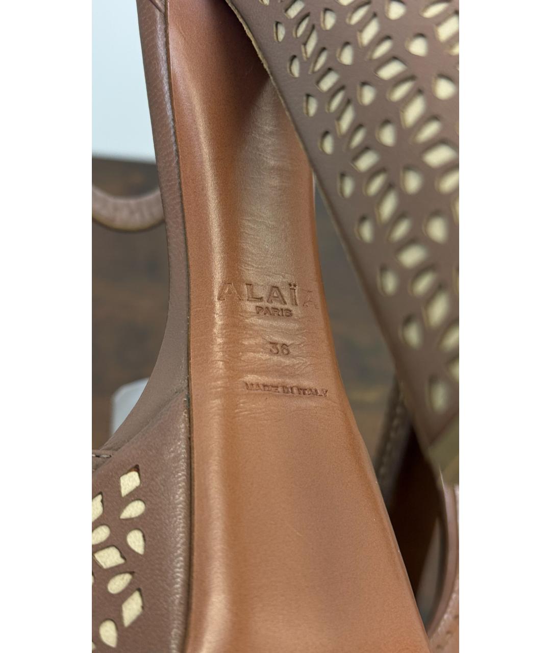ALAIA Коричневые кожаные босоножки, фото 5