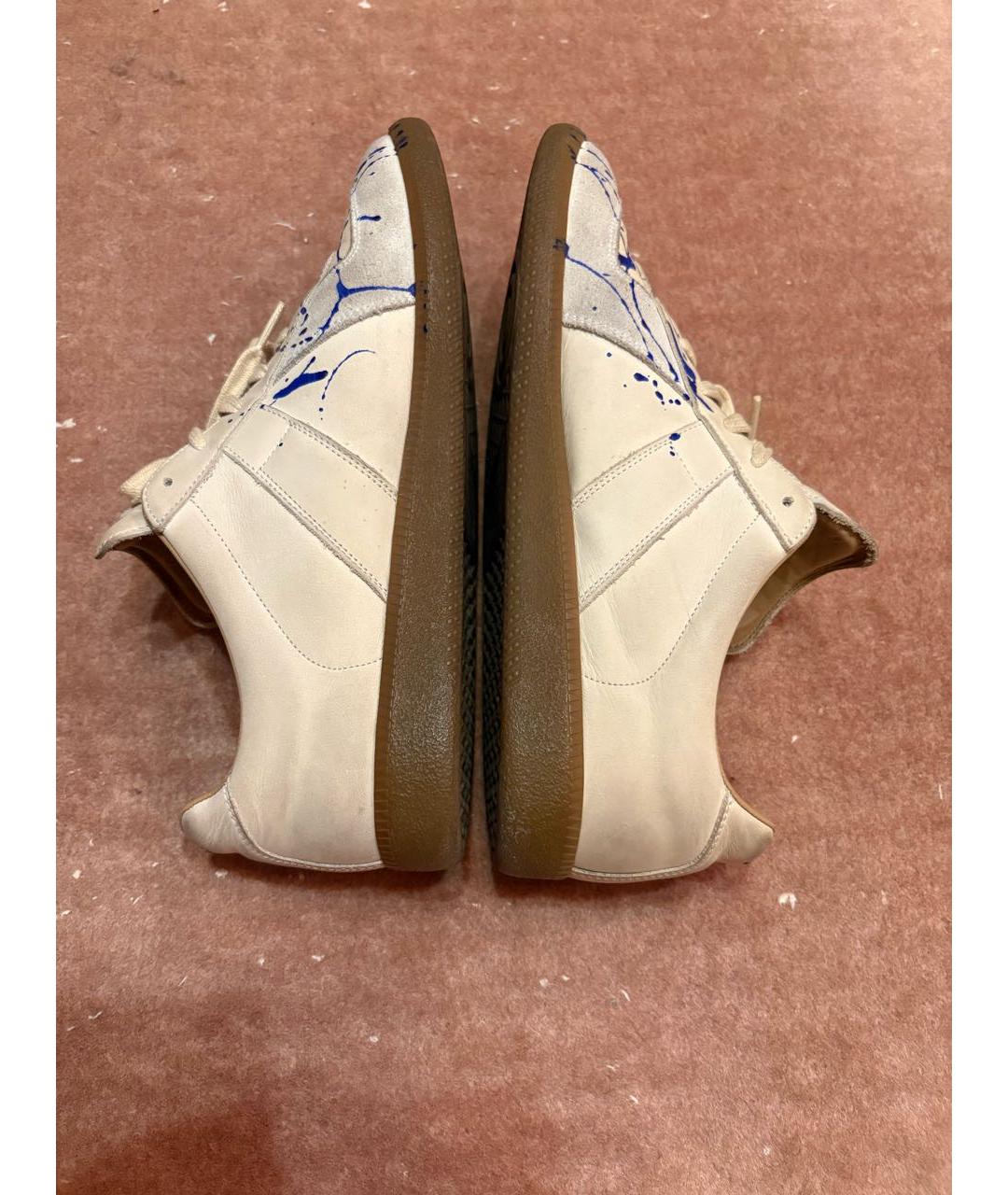 MAISON MARGIELA Бежевые кожаные низкие кроссовки / кеды, фото 6