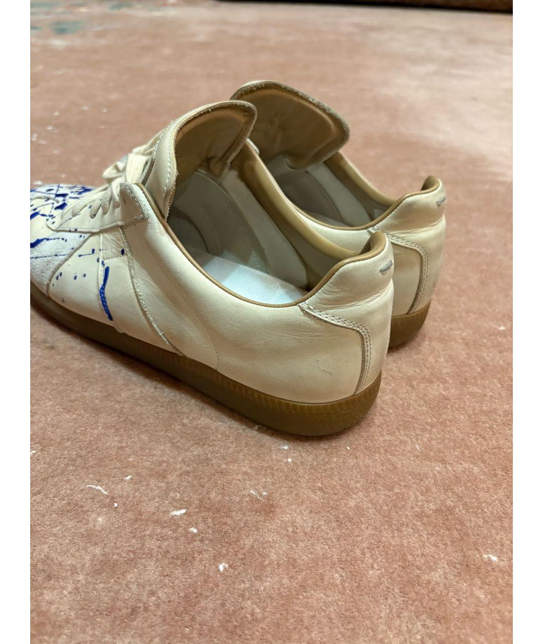 MAISON MARGIELA Бежевые кожаные низкие кроссовки / кеды, фото 8