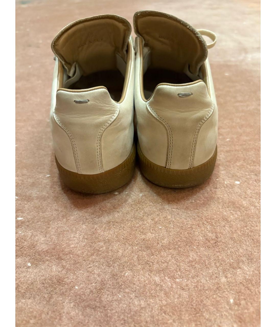 MAISON MARGIELA Бежевые кожаные низкие кроссовки / кеды, фото 4