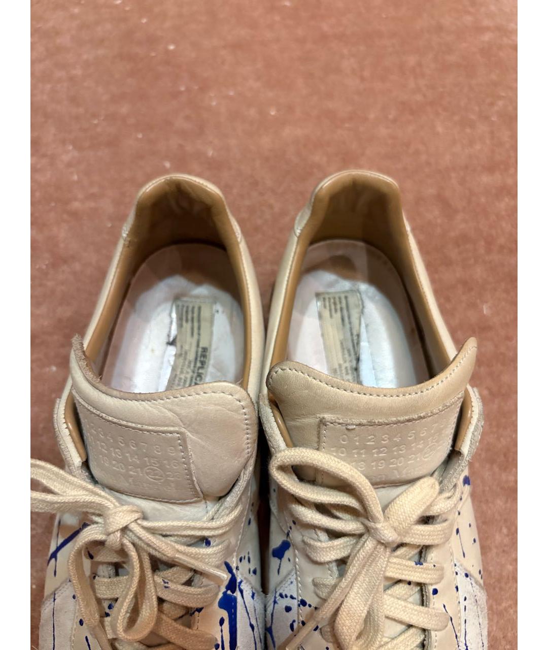 MAISON MARGIELA Бежевые кожаные низкие кроссовки / кеды, фото 7