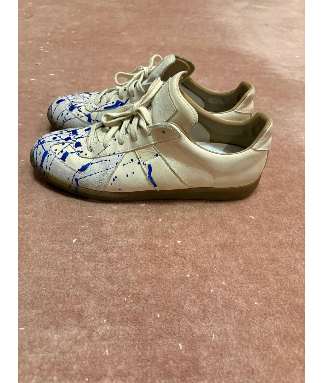 MAISON MARGIELA Бежевые кожаные низкие кроссовки / кеды, фото 9