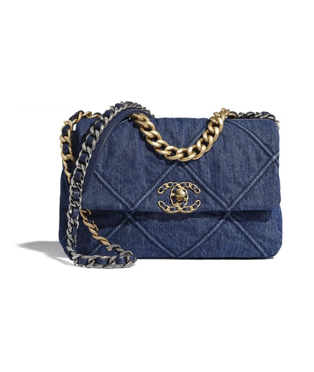 CHANEL Синяя тканевая сумка через плечо, фото 5